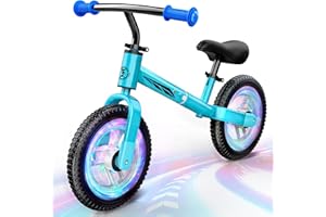 Dromlag 360° Rotatable Handlebar 12 Inch Colorful Lighting Wheels Kids Balance Bike 2-6 Year Old for Toys and Gifts