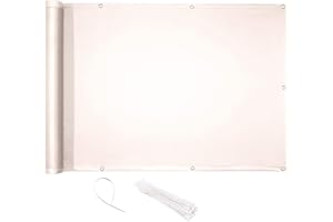 CelinaSun Osłona balkonowa na balkon, 0,9 x 6 m, biała, osłona balkonowa z opaskami kablowymi, odporna na działanie wody, osłona balkonowa