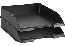 Amazon Basics Stackable Office Letter Organizer Desk Tray - Pack of 2, Black
