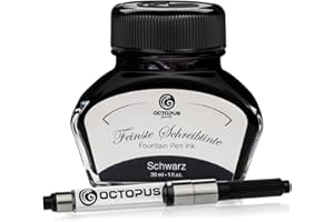 Octopus Fluids Schwarz - tinta para escribir con convertidor incluido, tinta para pluma estilográfica, 30 ml negro