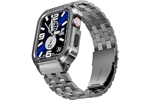 SUPLINK Stainless Steel Strap and Case Compatible with Apple Watch Straps 38/40/41/42/44/45/46/49mm Men, Rugged Metal Band Protective Bumper for iWatch Series SE 10 9 8 7 6 5 4 3 2 1 Ultra 2/1