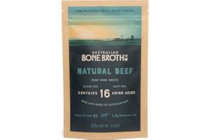 ABBCo Natural Beef Bone Broth Powder - Gluten Free, Soy Free, Dairy Free Concentrated Beef Broth with 16 Key Amino Acids - Ideal Base Beef Protein For Customized Flavors, Instant Beverage