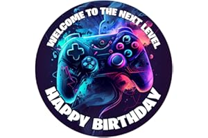 YummyArt Edible Cake Topper - 20 cm - Décoration de gâteau comestible de qualité supérieure compatible avec Playstation et décoration de gâteau Nintendo Motif 001 2.0