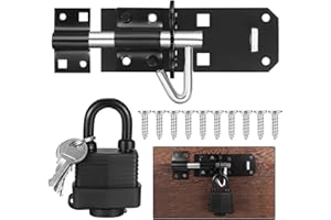 Aoyfuwell Gate Bolt Lock Garden Shed Door Lock Latch, Shed Locks Heavy Duty Bolts for External Doors, Sliding Gate Bolt Sliding Latch, Gate Locks for Wooden Gates Garden, with Padlock