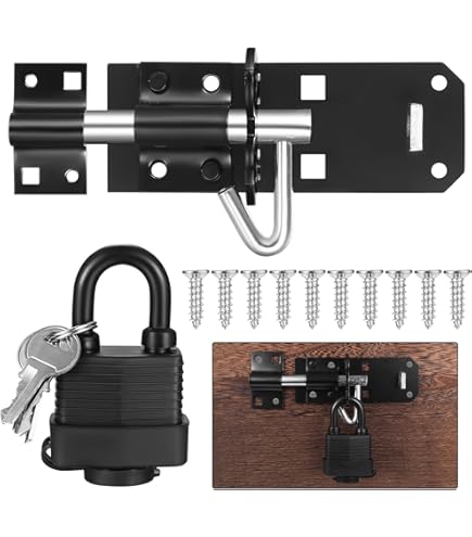 Black Door Bolt Lock Wrought Iron Slide Bolt Offset Bolt Lock - View #9