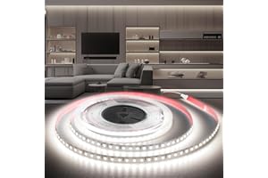 BRIMETI Tira LED 24V 5M, Tira luz LED Blanca Fria 6000K Tira Luces LED 600LEDs SMD 2835,Cortable Flexible DC24V, Ancho 8 mm, para Gabinete Sala Estar Dormitorio (Sin Fuente de Alimentación)