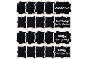 Sxutop 20 Piezas Doble Lado Mini Pizarra de Madera Pizarras de Tiza Colgantes Tablón de Mensajes Colgante con Cordel Se Puede Borrar Tablero Vintage Decorativa para Bodas Fiesta y Restaurantes