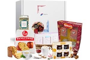 ICMINDS GIFTS Christmas food hamper for couples filled with Luxury gift includes panettone italian cake jamjars tea gift hot chocolate gift set, marshmallow, hamper gifts for men women couple (Choc)
