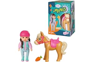 BABY born Minis Pferde-Spielset mit Minis-Puppe Kim und Pferd mit Möhre, 906149 Zapf Creation