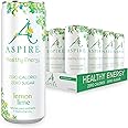 ASPIRE Healthy Energy Drink – 12 x 330ml Cans – Zero Calories & Zero Sugar – Natural Plant Based Caffeine & Multivitamins - Vegan & Gluten Free (Lemon/Lime)