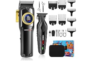 HIENA PRO Professional Hair Clippers and Trimmer Set for Men Complete Hair Cutting Kit Electric Barber Set Cordless Hair Cutting Machine Kit with LED Display