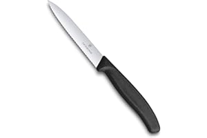 Victorinox 6.7733 Couteau d’office avec lame pointue/tranchant denté, Acier Inoxydable, Noir, 30 x 5 x 5 cm
