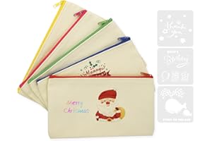 Vicloon DIY Blanko Stoffbeutel, 5 Stück Stoffbeutel zum Bemalen, Taschen Zum Bemalen Kinder, Federmäppchen zum Bemalen, 20 x 12cm, Segeltuch Kosmetiktasche, für Schreibwaren, Kleinigkeiten
