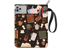 CRASPIRE Libri Vintage Custodia per Libri Teaware Protezione per Libri Fiore Copertine per Libri Neri per Libri Tascabili Copertina per Libri in Tessuto Lavabile con Cerniera e Tasca Extra sulla