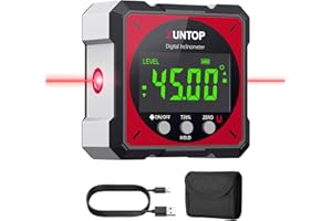 XUNTOP LCD Level Box Digitale Ricaricabile con Laser Elettronico Angle Finder 4x90° con 4 Lati Magnetici con Cavo Type-C per Ricarica Inclinometro Livella Laser Impermeabile con Retroilluminazione