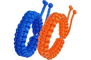 Jewboo Paracord Survival Bracelets Braided Paracord Handmade Rope for Couples Men Women Adjustable Size(Set of 2)