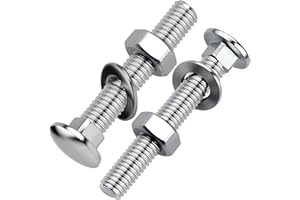 XRXYMQ 30 pièces Vis Tete Ronde M6x50 mm Boulon Tete Ronde Collet Carré M6 Boulons de Carrosserie avec Ecrous DIN934 et Rondelles DIN125 pour Meubles Décoration Industrie du Bâtiment