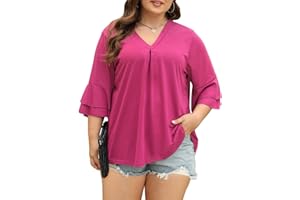 Gemulate Plus Size Tops for Women V Neck Zipper Plus Size Ladies Tops Ribbed Short Sleeve Tunic Tops Loose Casual Lightweight T Shirt Blouses XL-5XL