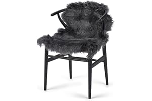 Nordic Sheep Lammfell Langhaarig 90x60 cm | Lammfell Echt für das Sofa, den Stuhl oder rund um den Esstisch | Jedes Lammfell Teppich ist EIN Unikat und von der Natur geschaffen | Farbe: Dunkelgrau