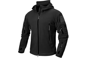 CARWORNIC Men's Tactical Fleece Jacket Warm Military Hooded Jacket Outdoor Sport Hiking Coat with Multi-pocket