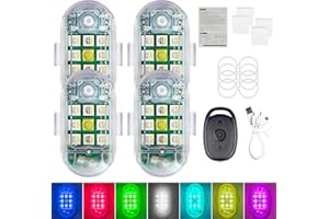 HARIKIKI Luces de flash de auto coche con mando a distancia inalámbricas LED anti-collision lights, 7 colores y carga USB, luz estroboscopica flashlight, luces anticolisión de aviones