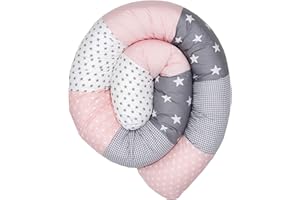 Paracolpi ULLENBOOM ® in rosa, grigio (paracolpi cilindrico 200x13 cm, ideale per coprire gli spigoli e supportare i neonati)