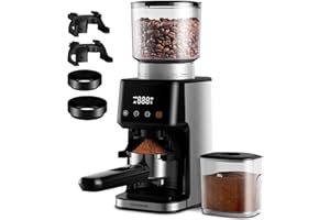 SHARDOR Macinacaffè Elettrico a Cono, 51 impostazioni di macinatura fine, Acciaio Inox Macina Caffè con impostazione della tazza e dell'ora, riconoscimento automatico del portafiltro, display LCD