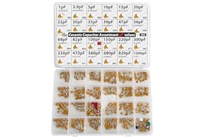 ZEBULON Gamma di condensatori pF, 485 pezzi, 24 valori, tutti i valori pF, 1pF, 3.9pF, 5pF, 10pF, 15pF, 20pF, 22pF, 30pF, 33pF, 39pF, 47pF, 100pF, 150pF, 220pF, 330pF, 470pF 560pF. F 680p. F 820pF, ecc.