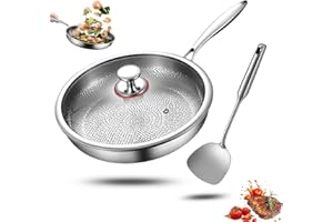 Generisch Titanio Martellato Padella con Coperchio e Spatola, Antiaderente, 30 cm