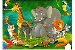 Runa Art Papier peint intissé Mural Les animaux de la jungle pour enfants Moderne Toison Salon Chambre à Coucherr Salle - Tableaux Muraux Tapisserie Photo - Coloré 9041010a