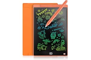 LCD Schreibtafel 10 Zoll, Genialba Buntes LCD Schreibtablett, Tragbares Löschbares Zeichenbrett, Elektronischer Tablette, Grafiktablett für Kinderspiele 2 3 4 5 6 7 Jahre alte Mädchen (Orange)