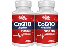 YAPILA CoQ10 with L-Glutathione 1000mg Capsules - 100% Fermented Coq10 Supplement (2 Pack), High Absorption, Super Strength Coenzyme Q10, Antioxidant Supplements, Soy-Free, Glute-Free, Non-GMO, Vegan