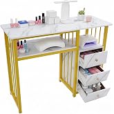 Goddlgjik Manicure Table 3 Drawers Professional Manicure Table up to 30 kg | 100 x 40 x 76 cm, Mirrorless Dressing Table with