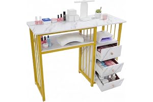Chelngveo Manikyrbord med 3 lådor, 100 x 40 x 76 cm, modernt manikyrbord, nagelbord med hyllor, bärbart rektangulärt manikyrb