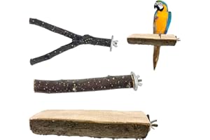 LIUQOBN 3 PCS Bird Perches，Parrot Perch for Cage，15 cm /5.9in Natural Wood Bird Cage Perches for Parrotlets Budgies Cockatiels Parakeets Lovebirds