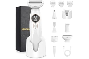 Lightbiz Rasierer Damen, 5-in-1 Intimrasierer Gesichtshaarentferner für Frauen, Damenrasierer Elektrisch, IPX7 Wasserdicht, Bikini Trimmer für Körper und Gesicht, Lady Shaver USB-Aufladung-Weiß