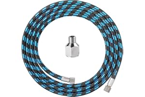 SAGUD Manguera para aerógrafo de 1.8M，Manguera de aire trenzada de nylon con un tamaño de 1/8 "en ambos extremos y un adaptador de 1/8" rosca externa