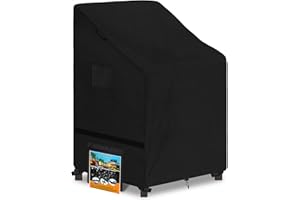 AXPQHL Funda para Silla apilable, Funda para Silla de Exterior, Tela Oxford 600D, Lona Duradera a Prueba de Viento para balcón, Silla, sillón, Negro (65 * 75 * 120CM)