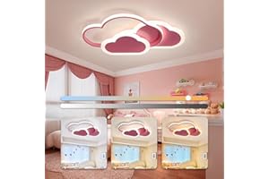 BLMYL Plafoniera LED 42W Lampada da Soffitto per Camera dei Bambini, Lampada Nuvola Creativa, Lampade LED da Soffitto Dimmerabili con Telecomando 3000K-6000K, 52CM rosa Lampada da Soffitto a LED per Soggio