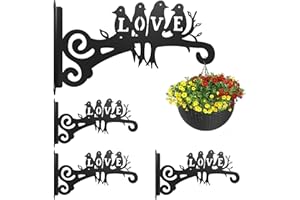 HUANUODA 4er-Set Metall Pflanzenhaken Blumenampelhalter, Eisen Wandhaken, Blumenampel Vogelhäuschen Wandhalter Haken zum Aufhängen von Pflanzer Vogelhäuschen Laterne Windspiele, Garten Balkon Deko (4, Schwarz)