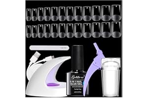 ‎GELIKE EC Gelike ec Kurz Nagelspitzen mit Nagelkleber set: 240pcs Weichgel Vollabdeckung Quadrat Nageltips Set für Anfänger Maniküre-enthusiasten - Verwendung im Heimischen Nagelstudio mit UV-Lampe