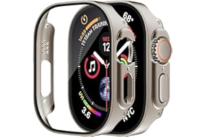 ULuck 2 Stück Hard Hülle mit Glas Displayschutz Kompatibel Apple Watch Ultra 2/Ultra 49mm, Displayschutz Rundum Schutzhülle Ultradünnes Schutz Case-Titanstahl