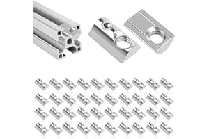 WJUAN 40× Dadi a T M6 – Dado scorrevole M6 con sfera a molla, acciaio al carbonio nichelato, per profili serie 40