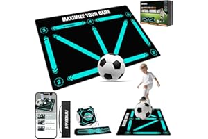 HYKOIUU Football Training Mat With Kick Trainer Football Skills Mat Mastery Footstep Agility Pad To Boost Speed, Strength & Coordination Non-Slip Footbal Training Equipment Mastery Mats For Kids Youth Gifts