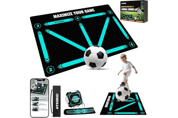 Tapis Foot Entrainement avecdes vidéos d'entraînement 90x60cm Tapis Entrainement Football Accessoire – Pas De Foot Ball & ContrôLe du Ballon, Dribble Football – Tapis D’EntraîNement pour Cadeau