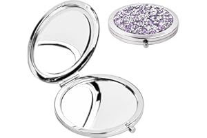 CLEMINSTA Specchio Compatto, Specchietti da Borsetta, Specchio Cosmetico Compatto con Ingrandimento 1X/2x, Specchio Tascabile da Viaggio per Trucco, Pieghevole per Ragazze Donne, Diamante Viola Chiaro