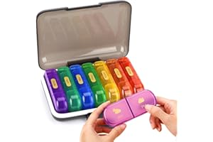 VESZOEN Portapillole Settimanale Italiano Porta Pillole Settimanale a 14 Scomparti Portapillole Giornaliero 7 Giorni Pill Box Porta Pillole Settimanale a 7 Scomparti per Medicine, Integratori e Vitamin