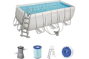 BESTWAY - Piscina Desmontable Tubular Power Steel 412x201x122 cm con Depuradora Cartucho 2.006 L/H y Escalera