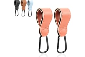 GENÉRICO BABALUU Pack Ganchos Carro Bebe Cuero – 2 Enganches – Soportan hasta 20kg de peso - Mosquetón Carrito Bebe – Accesorios para Silla de Paseo para colgar Bolso, Mochila, Bolsas (Rosa)