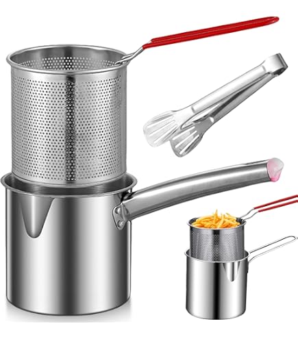 2 Liter Edelstahl-Ölfiltertopf Mit Sieb – Zum Braten, Abseihen & Aufbewahren Von Öl, Spritzsicher & Leicht Zu Reinigen